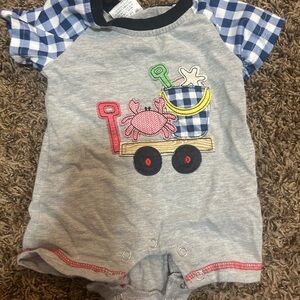 Gray Baby Romper with Beach Theme